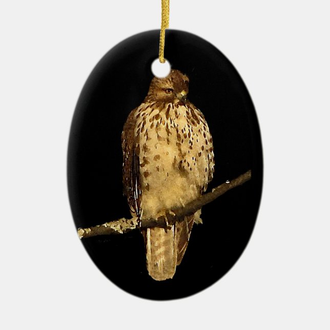 Rot angebundener Falke Keramik Ornament (Vorne)