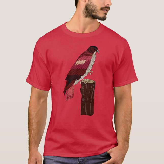 Rot-angebundener Falke T-Shirt (Vorderseite)