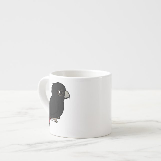 Rot-angebundener schwarzer Cockatoo Espressotasse (Vorderseite Links)