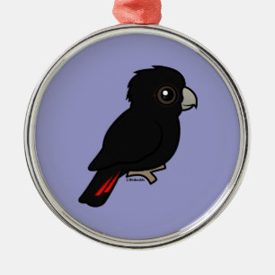 Rot-angebundener schwarzer Cockatoo Ornament Aus Metall