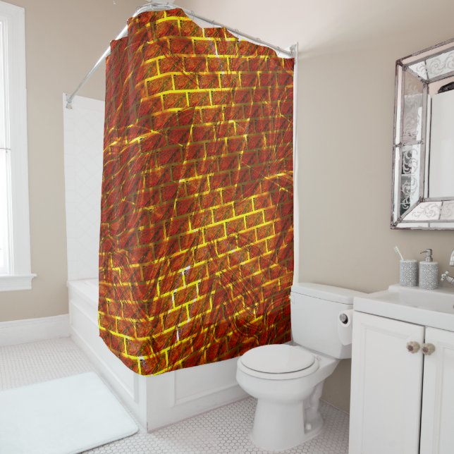 Rot angefärbt, gekratzt, goldgelbes Gitter oder Zi Duschvorhang (Beispiel)