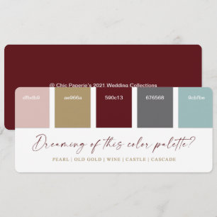 Rot Aqua & Gold Festliche Hochzeitsfarben-Palette  Einladung
