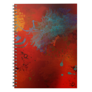 Rot, Aqua & Gold Grunge Abstrakte Kunst Notizblock