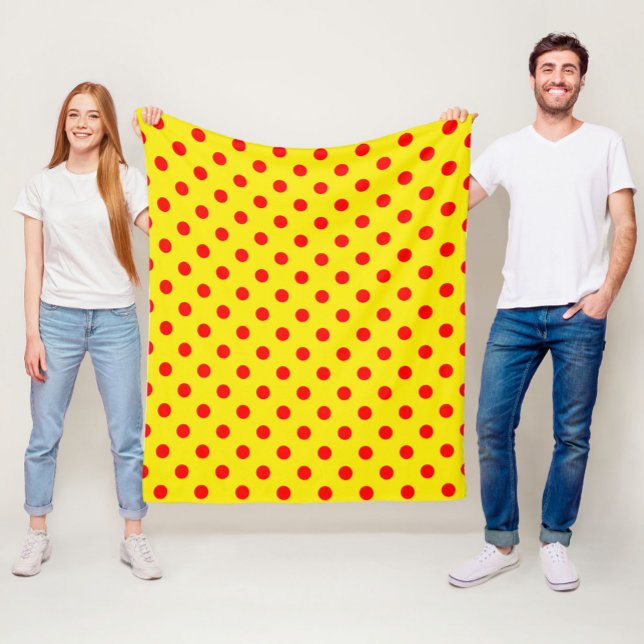 Rot auf gelben Punkten Musterdesign  Fleecedecke (Von Creator hochgeladen)