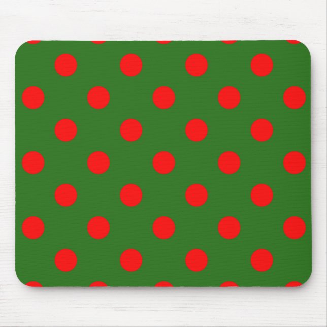 Rot auf grünem Polka-Punkte-Musterdesign  Mousepad (Vorne)