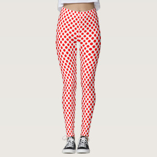 Rot auf kleinen weißen Polka-Punkten Leggings