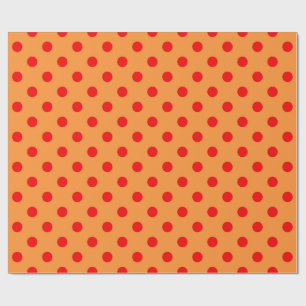 Rot auf Orange Polka Dots Design Geschenkpapier