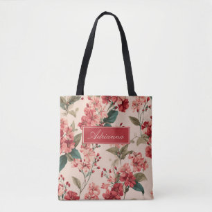 Rot auf Rosa Hibiskus Bloral Tasche