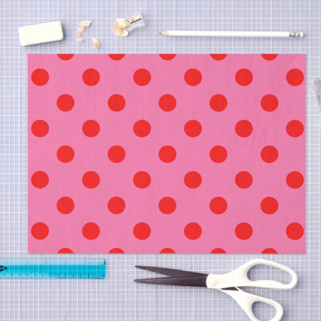 Rot auf rosa Polka Dots Design Seidenpapier (Von Creator hochgeladen)