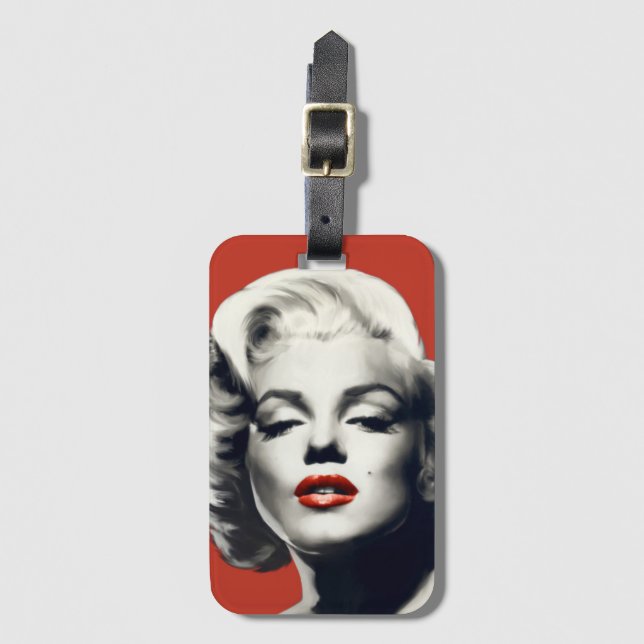 Rot auf roten Lippen Marilyn Gepäckanhänger (Vorderseite Vertikal)