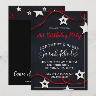 Rot auf Schwarz 21. Geburtstag Party Einladung