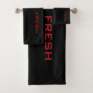 Rot auf schwarzem FRESH Badhandtuch Set