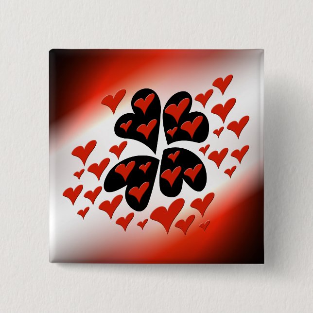 Rot auf schwarzen Herzen Button (Vorderseite)