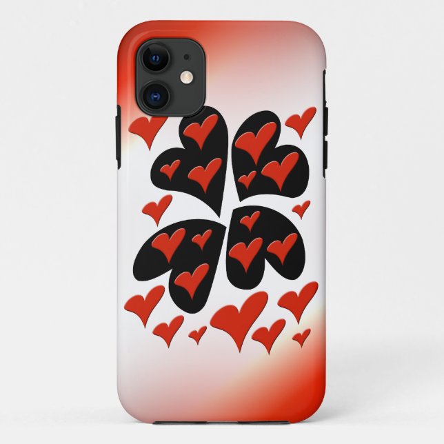 Rot auf schwarzen Herzen Case-Mate iPhone Hülle (Rückseite)