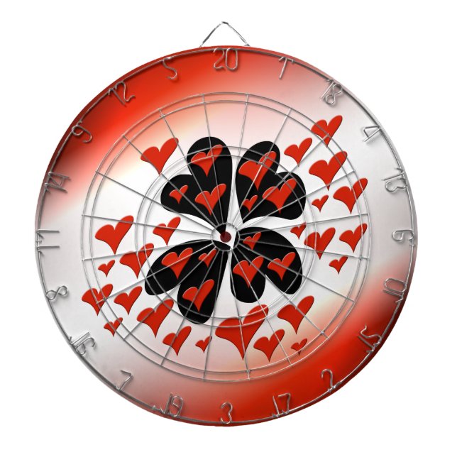 Rot auf schwarzen Herzen Dartscheibe (vorne)