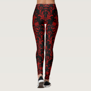 Rot auf schwarzen Wirbel Leggings