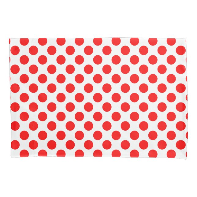 Rot auf weiße große Polka-Punkte Kissenbezug (Vorderseite)