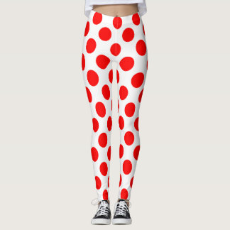 Rot auf weiße große Polka-Punkte Leggings