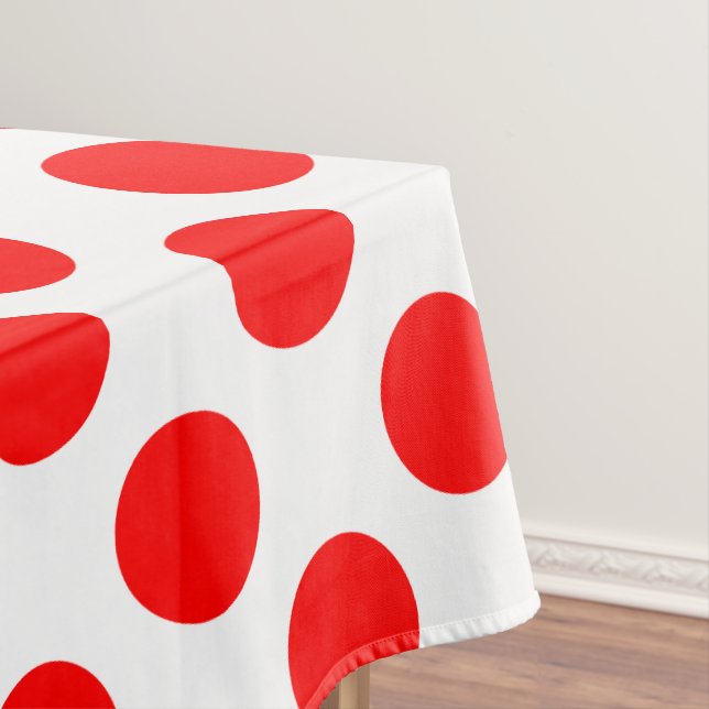 Rot auf weiße große Polka-Punkte Tischdecke (Beispiel)