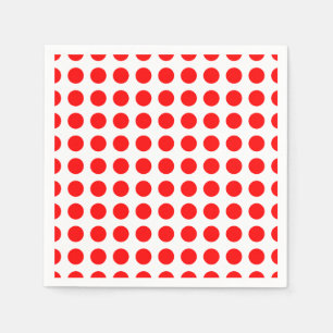 Rot auf weißem, horizontalem Polka-Dotierpapier Serviette