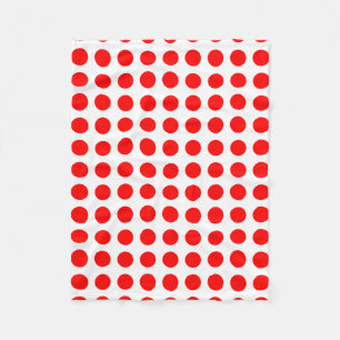 Rot auf weißen, großen horizontalen Polka-Punkten Fleecedecke