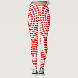 Rot auf weißen, kleinen, horizontalen Polka-Punkte Leggings
