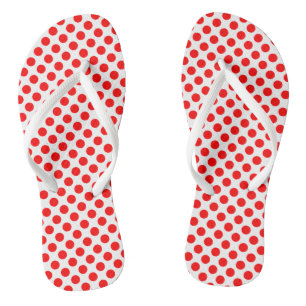 Rot auf weißen Polka-Dosen mittlerer Größe Flip Flops