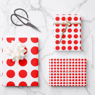 Rot auf weißen, verschiedenen Größen horizontal Po Geschenkpapier Set