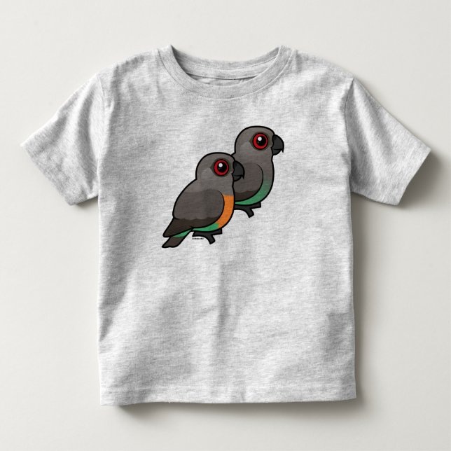 Rot-aufgeblähte Papageien-Paare Kleinkind T-shirt (Vorderseite)
