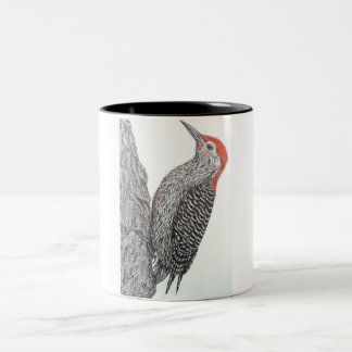 Rot aufgeblähter Specht Zweifarbige Tasse