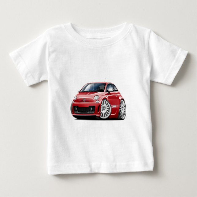 Rot-Auto Fiats 500 Abarth Baby T-shirt (Vorderseite)
