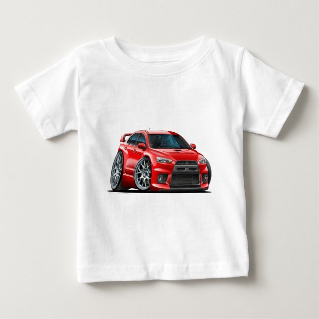 Rot-Auto Mitsubishis Evo Baby T-shirt (Vorderseite)