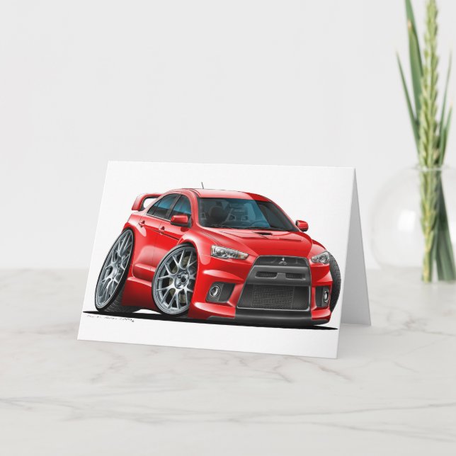 Rot-Auto Mitsubishis Evo Karte (Vorderseite)