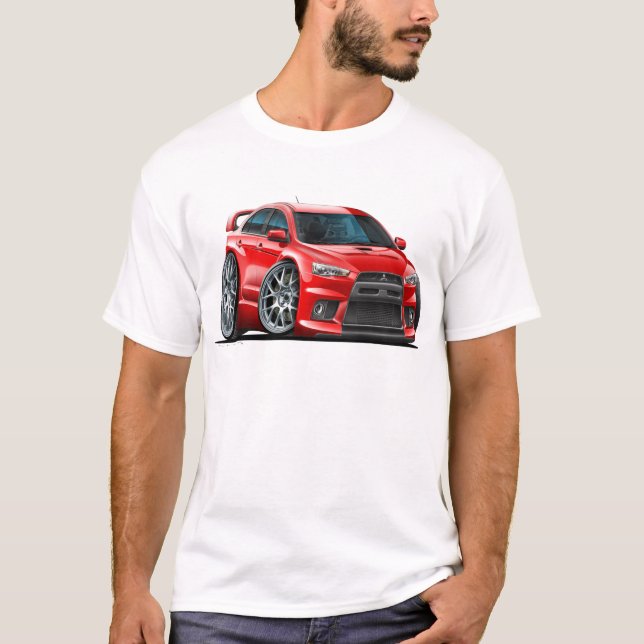 Rot-Auto Mitsubishis Evo T-Shirt (Vorderseite)