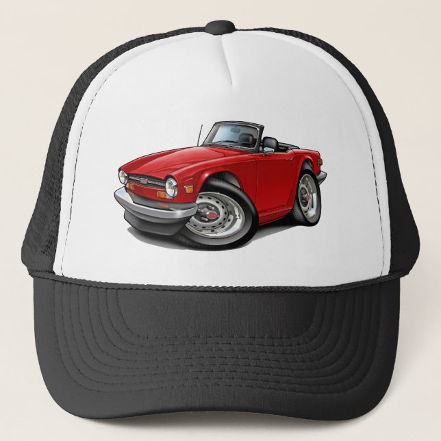 Rot-Auto Triumphs TR6 Truckerkappe (Vorderseite)