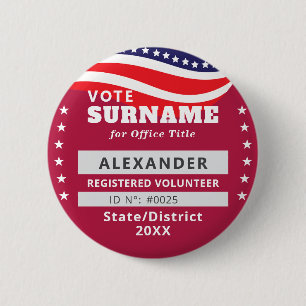 ROT autorisierte/r Freiwillige/r Wahlkampf-ID 2026 Button