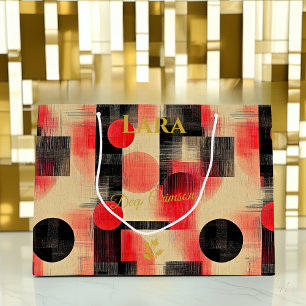 Rot & Beige Abstrakte Geometrische Geschenktüte