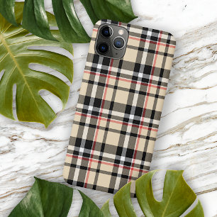 Rot Beige Beige Schwarz Weiß Scots Clan Karomuster iPhone 16 Pro Max Hülle