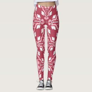 Rot, beige, blumengeschmückt, nahtlose Tapeten. Leggings