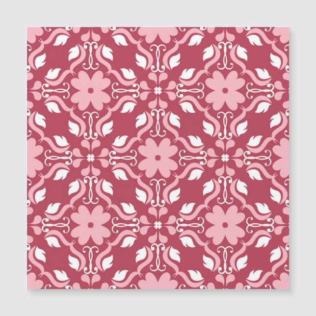Rot, beige, blumengeschmückt, nahtlose Tapeten. Magnetkarte (Vorderseite)