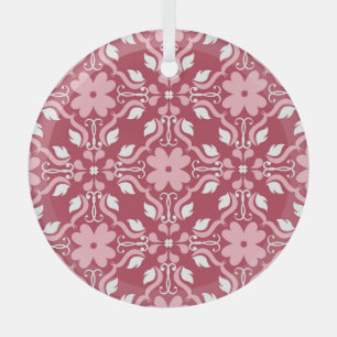 Rot, beige, blumengeschmückt, nahtlose Tapeten. Ornament Aus Glas