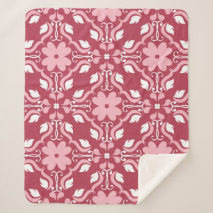 Rot, beige, blumengeschmückt, nahtlose Tapeten. Sherpadecke