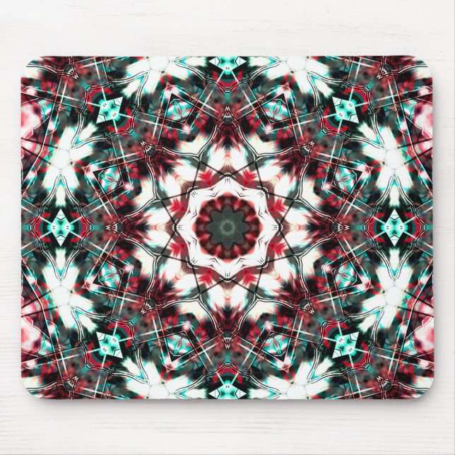 Rot bis grau cyan mandala simuliert Acrylteile Mousepad (Vorne)