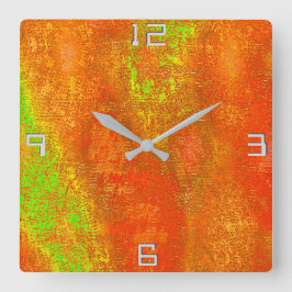 Rot bis Limon mit Grooves und gemaschter Farbe Quadratische Wanduhr