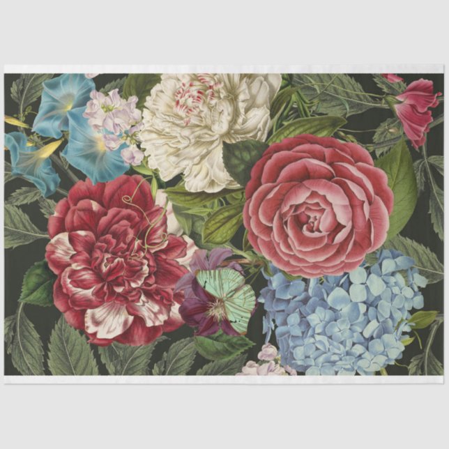 Rot-Blau-Blumenstrauß-Dekodierung Seidenpapier (Vorderseite)