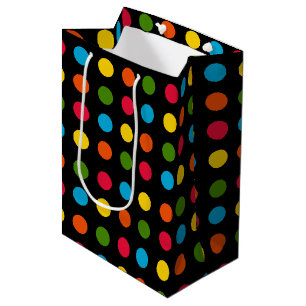 Rot-Blau-Gelb-Orange-Polka-Dot Schwarz Mittlere Geschenktüte