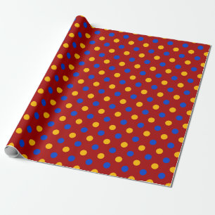Rot Blau Gelb Polka Punkte Design Geschenkpapier