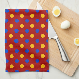 Rot Blau Gelb Polka Punkte Design Geschirrtuch