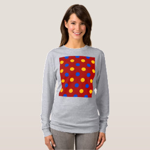 Rot Blau Gelb Polka Punkte Design  T-Shirt