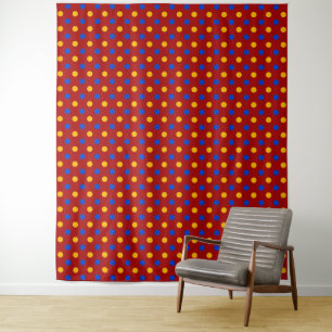 Rot Blau Gelb Polka Punkte Design Wandteppich
